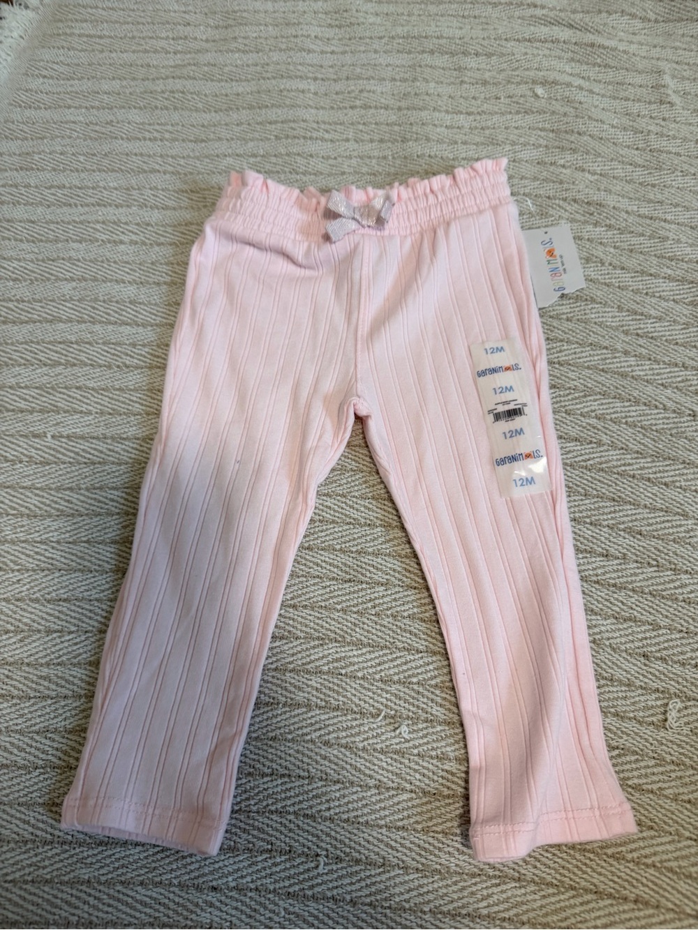 Garanimals Light Pink Ribbed Leggings with Bow Accent